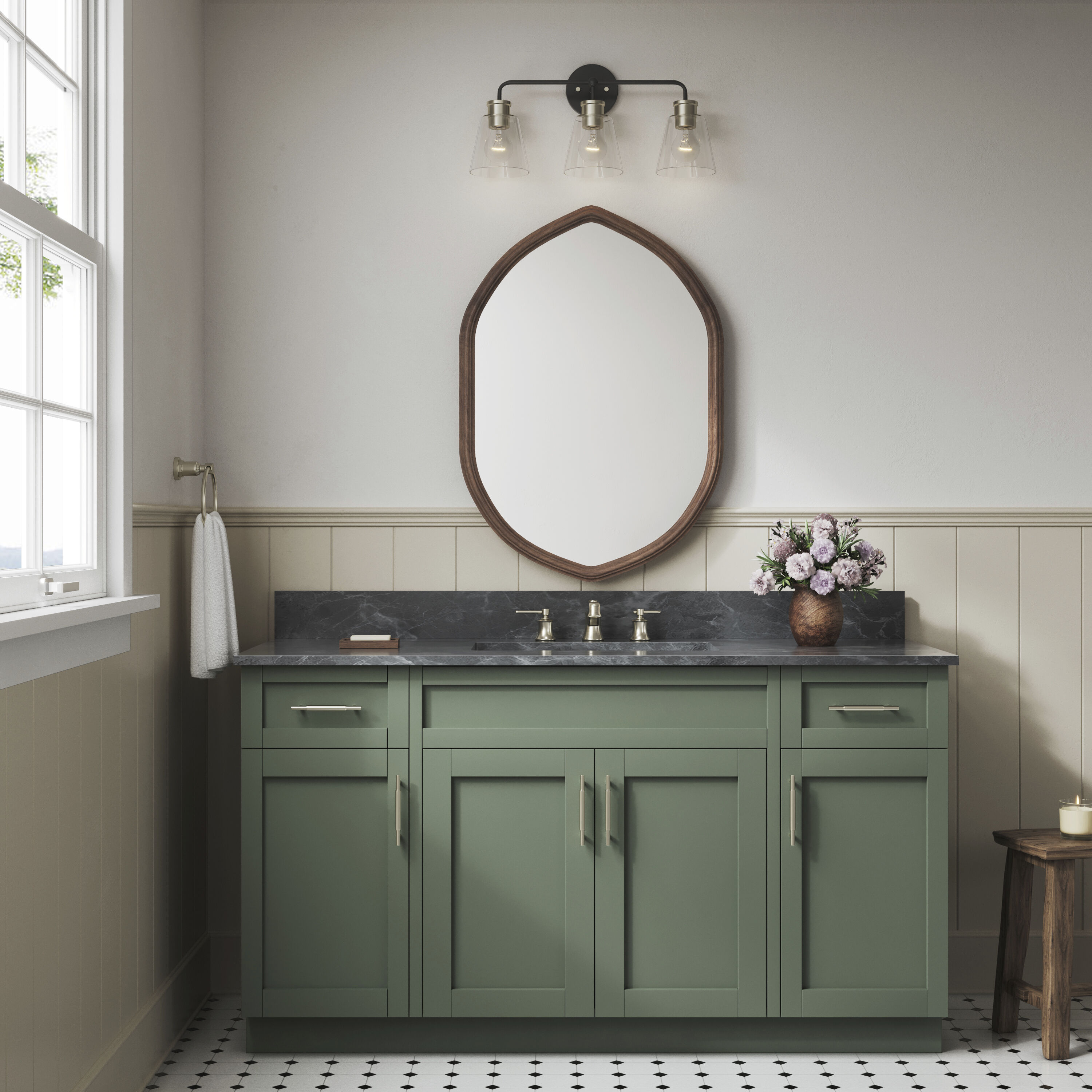 Cameron 3 Light 23 inch Matte Black/Modern Gold Bathroom Vanity Light Wall Light